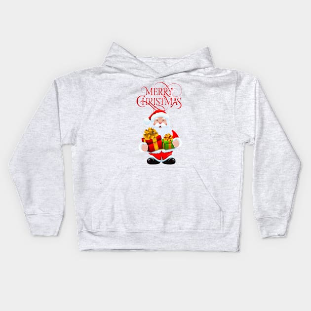 Merry Christmas Santa Clause Kids Hoodie by SAN ART STUDIO 